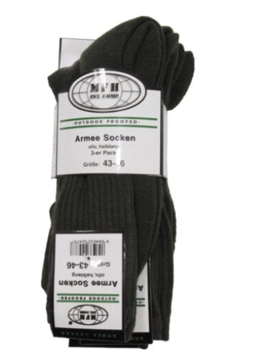 Army Socken 3er-Packung, olive, halblang