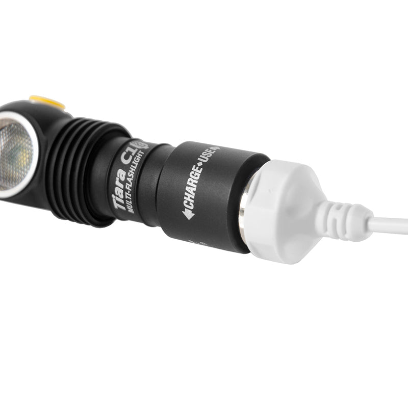 Stirnlampe Armytek Tiara C1 XP-L Warm 980 LED-Lumen mit Magnet-USB-Ladegerät und 18350 Li-Ion Akku